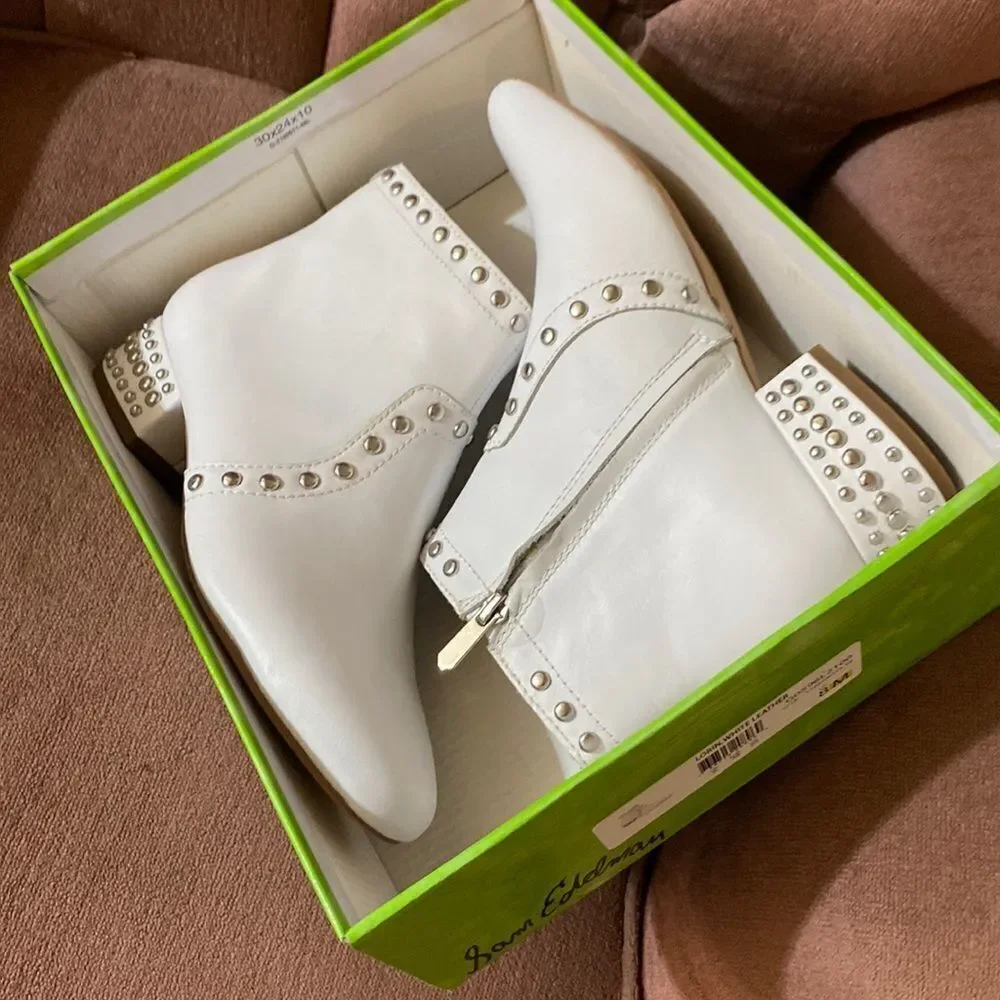 Sam Edelman White Boots “Studded” Lorin Boot 8